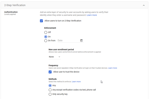 Image of Enabling 2-step Authentication for Staff
